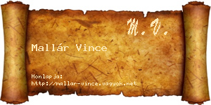 Mallár Vince névjegykártya